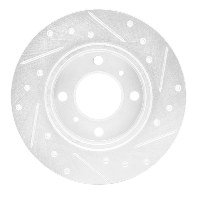 R1 92-96 Dodge COLT Front Left Drilled & Slotted Silver Brake Rotor