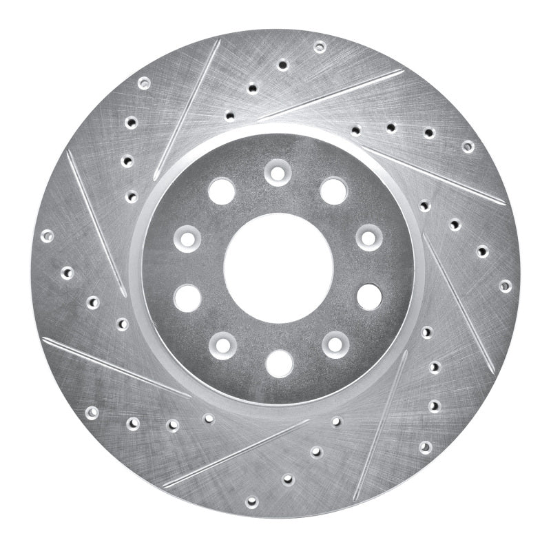 R1 16-25 Cadillac CT5 Front Left Drilled & Slotted Silver Brake Rotor