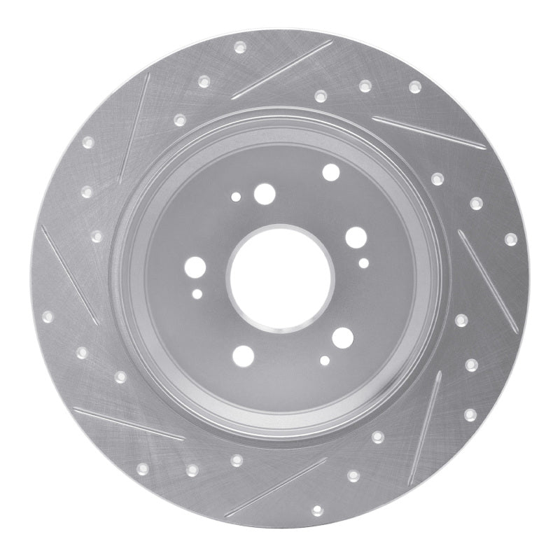 R1 07-17 Acura ZDX Rear Right Drilled & Slotted Silver Brake Rotor
