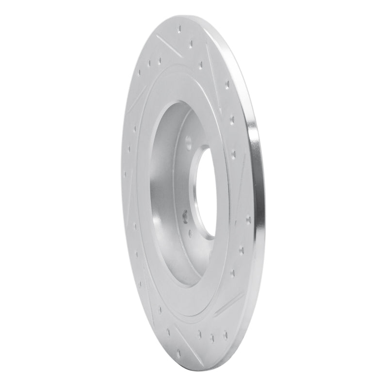 R1 17-23 Hyundai Kona EV Rear Left Drilled & Slotted Silver Brake Rotor