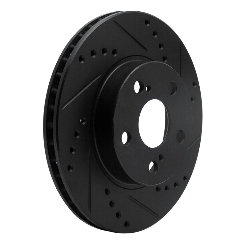 R1 04-09 Toyota Prius Front Right Drilled & Slotted Black Brake Rotor