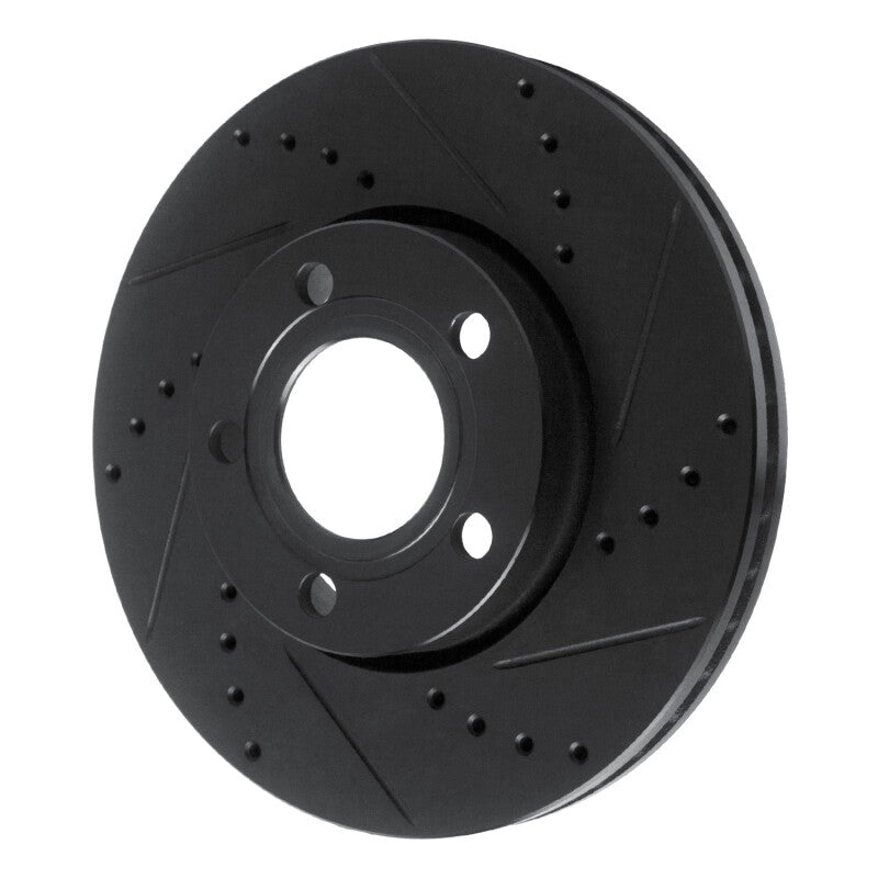R1 85-91 Audi 5000S Front Right Drilled & Slotted Black Brake Rotor