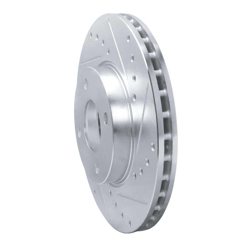 R1 17-25 Nissan Kicks Front Right Drilled & Slotted Silver Brake Rotor