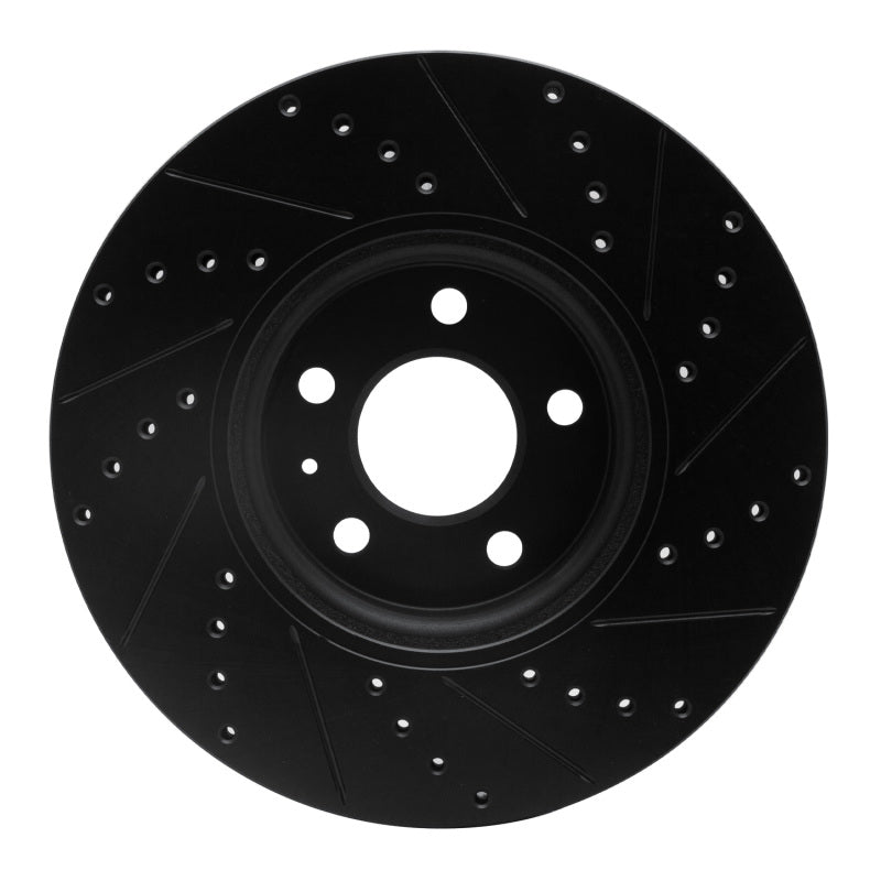 R1 2011-2017 Audi A4 Allroad Front Left Drilled & Slotted Black Brake Rotor