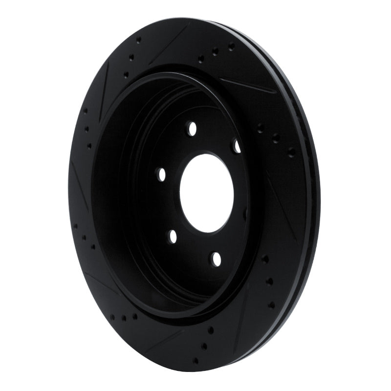 R1 10-24 Infiniti QX80 Rear Right Drilled & Slotted Black Brake Rotor