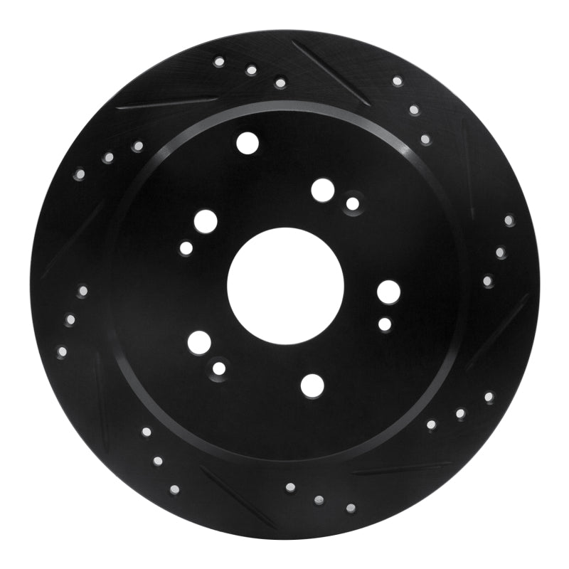 R1 2005-2018 Acura RDX Rear Right Drilled & Slotted Black Brake Rotor