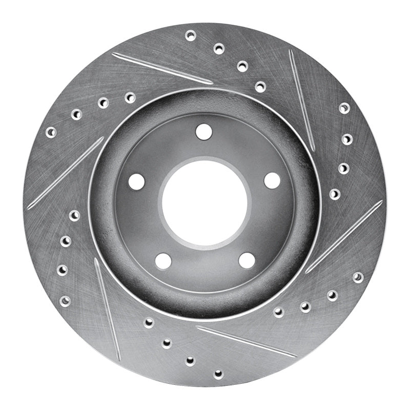 R1 99-01 Infiniti I30 Front Left Drilled & Slotted Silver Brake Rotor