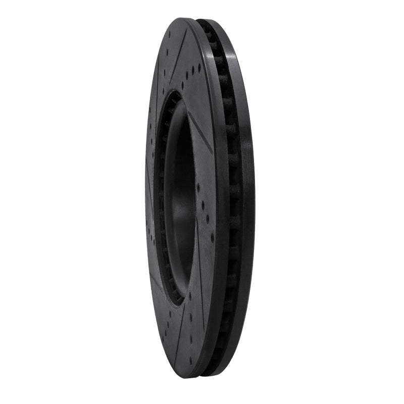 R1 12-20 Audi A7 Quattro Front Right Drilled & Slotted Black Brake Rotor