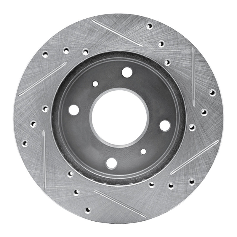 DFC 85-89 Nissan Stanza Front Left Drilled & Slotted Silver Brake Rotor