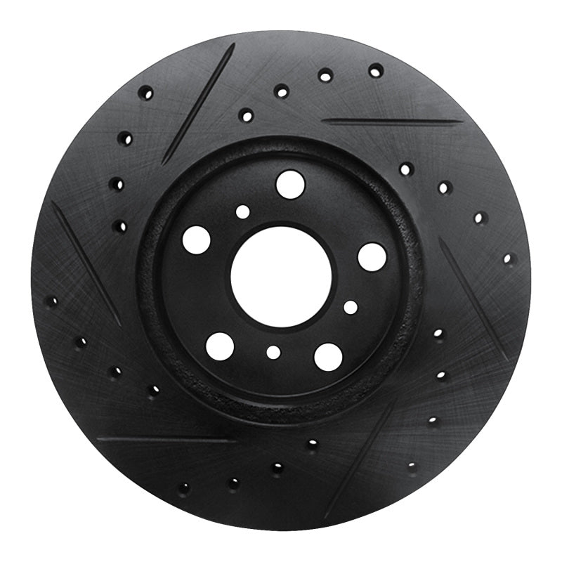 R1 90-91 Toyota Celica Front Right Drilled & Slotted Black Brake Rotor
