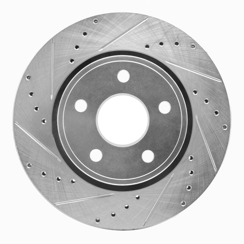 R1 05-10 Jeep Commander Front Left Drilled & Slotted Silver Brake Rotor