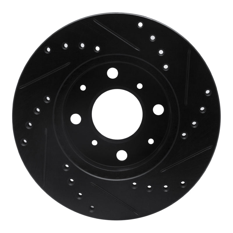 R1 84-90 Honda Accord Hatchback Front Left Drilled & Slotted Black Brake Rotor