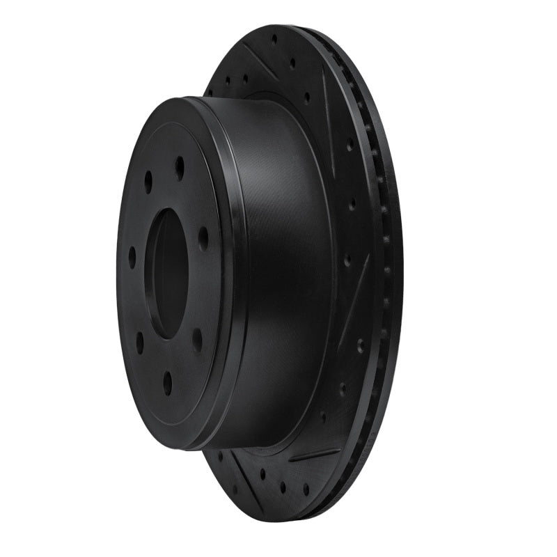 R1 04-11 Ford F-150 4WD Rear Right Drilled & Slotted Black Brake Rotor