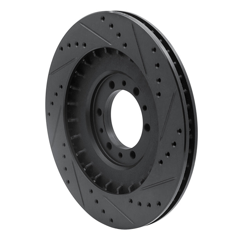 R1 98-04 Mitsubishi Montero Front Left Drilled & Slotted Black Brake Rotor