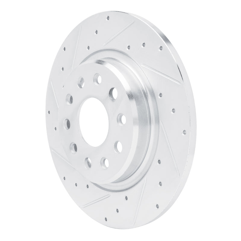 R1 22-25 Jeep Grand Cherokee Rear Left Drilled & Slotted Silver Brake Rotor