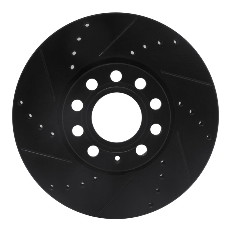 R1 92-08 Audi A4 (Mexico) Front Left Drilled & Slotted Black Brake Rotor
