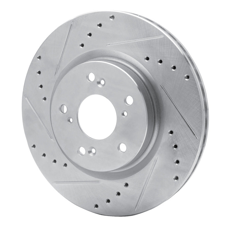 R1 12-16 Honda CR-V Front Left Drilled & Slotted Silver Brake Rotor