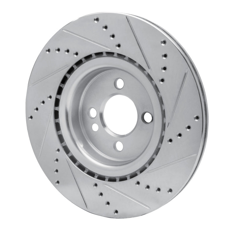 R1 09-14 Mini Cooper (Excl Clubman) Front Left Drilled & Slotted Silver Brake Rotor