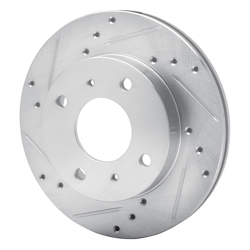 R1 85-89 Nissan STANZA Front Left Drilled & Slotted Silver Brake Rotor