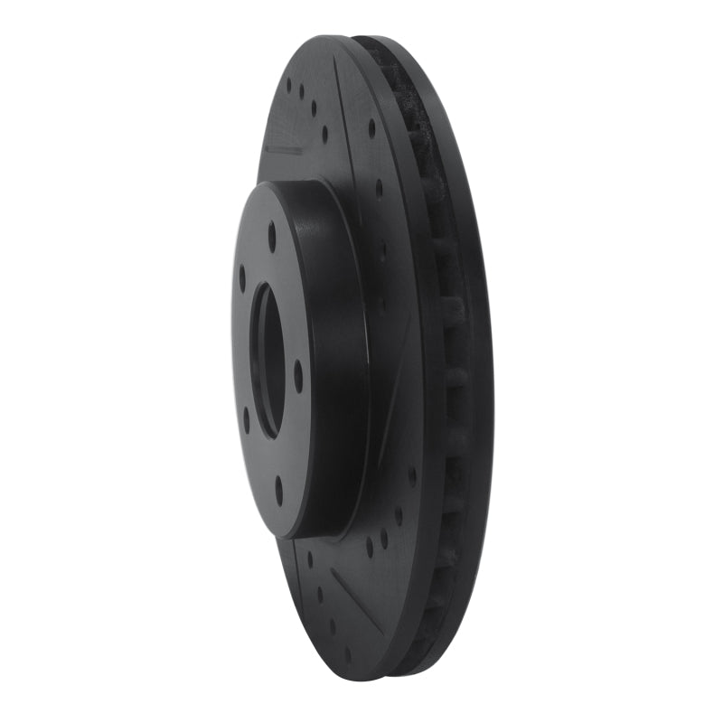 R1 99-01 Infiniti I30 Front Right Drilled & Slotted Black Brake Rotor