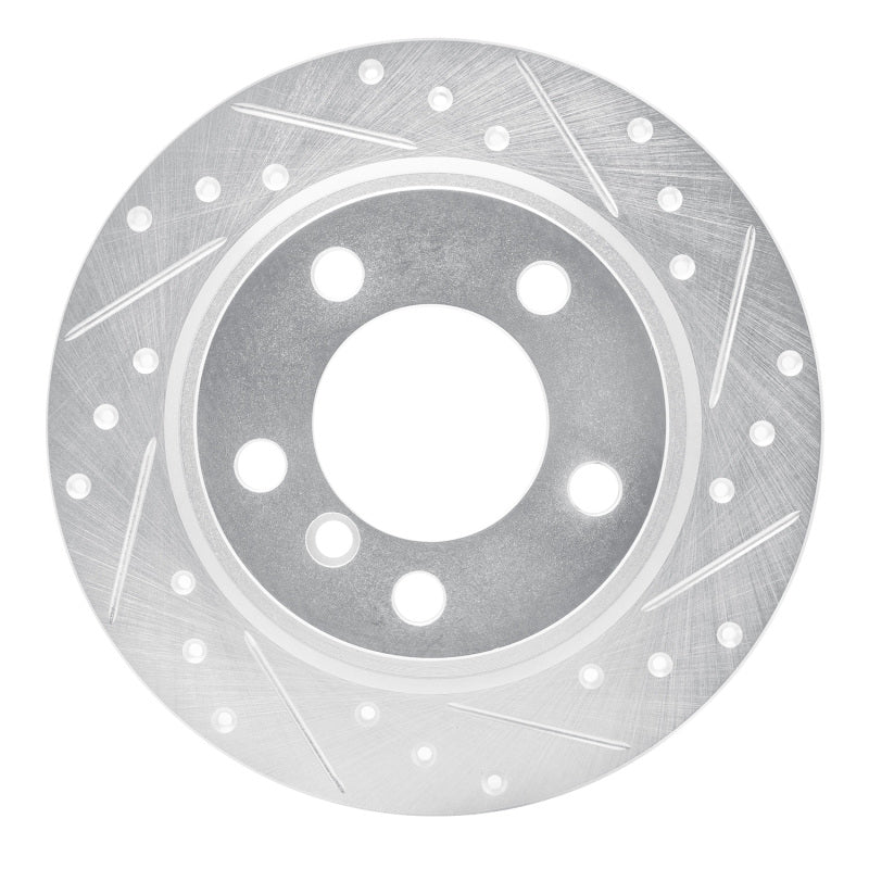 R1 11-16 Mini Cooper Paceman Rear Right Drilled & Slotted Silver Brake Rotor