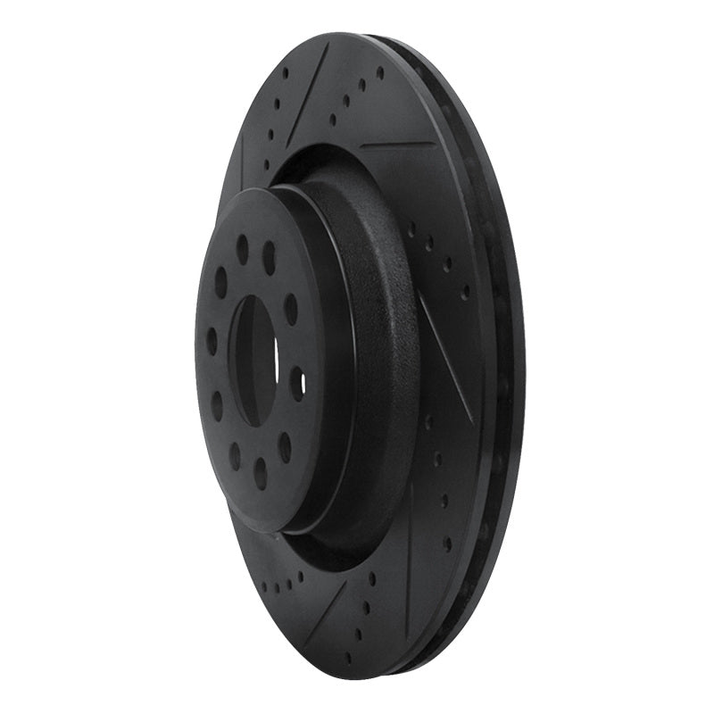 R1 17-24 Maserati LeVante Rear Left Drilled & Slotted Black Brake Rotor