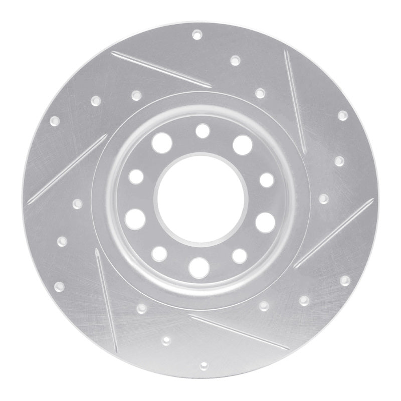 R1 14-22 Chrysler 200 Rear Left Drilled & Slotted Silver Brake Rotor