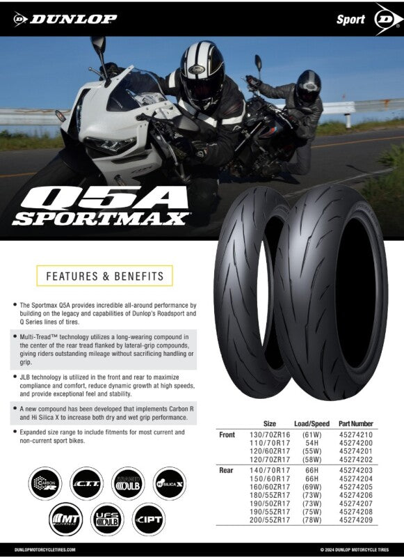 Dunlop Sportmax Q5A Front Tire - 130/70ZR16 M/C (61W) TL