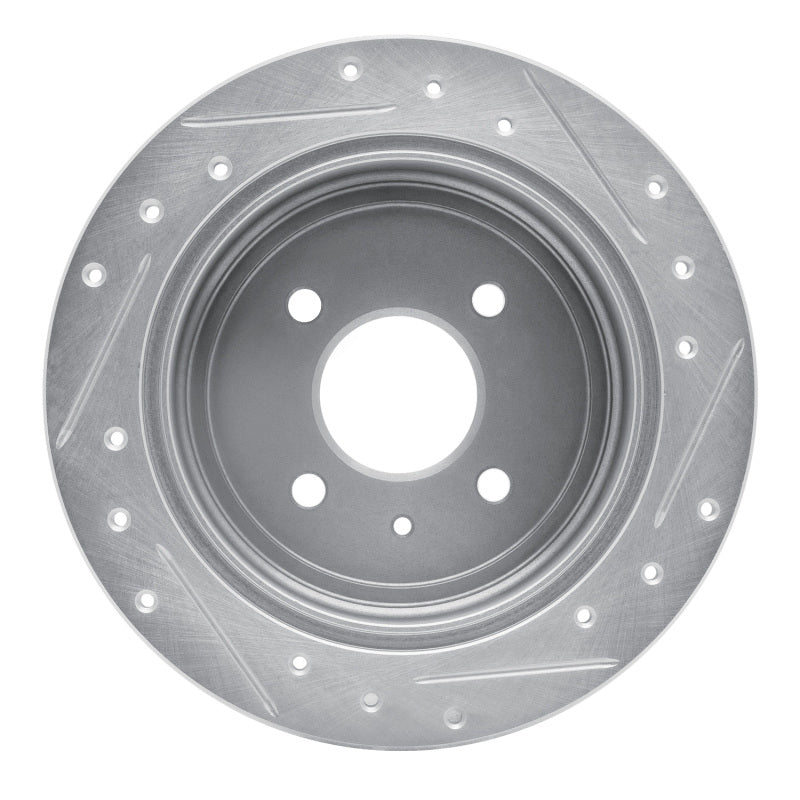 R1 14-16 Chevrolet SPARK EV Rear Left Drilled & Slotted Silver Brake Rotor