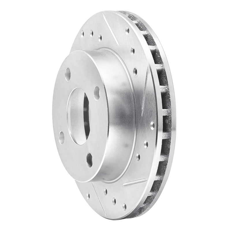 R1 81-94 Ford EXP Front Right Drilled & Slotted Silver Brake Rotor