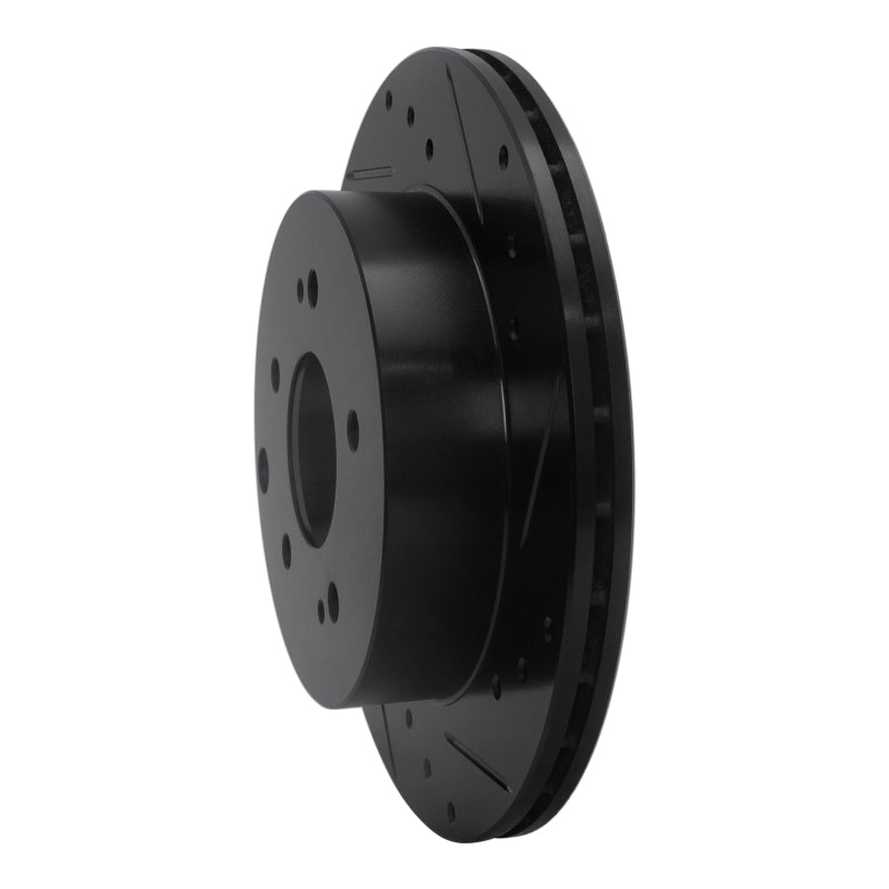 R1 06-12 Mitsubishi Eclipse Rear Right Drilled & Slotted Black Brake Rotor