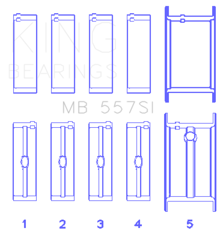 King Engine Bearings Small Block Chevy (Size STD) Silicon Aluminum Bi-Metal Main Bearing Set