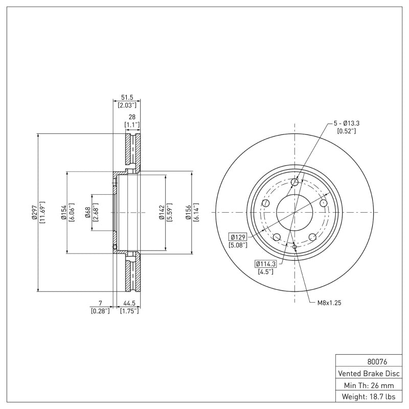R1 2016-2025 Mazda 6 Front Brake Rotor