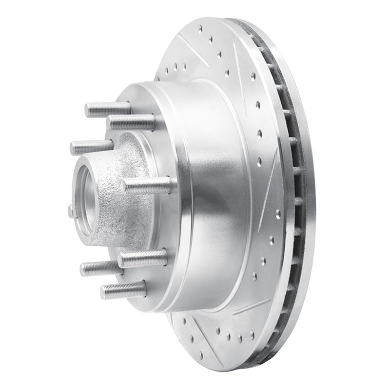 R1 95-04 Ford E-350 Econoline Front Right Drilled & Slotted Silver Brake Rotor