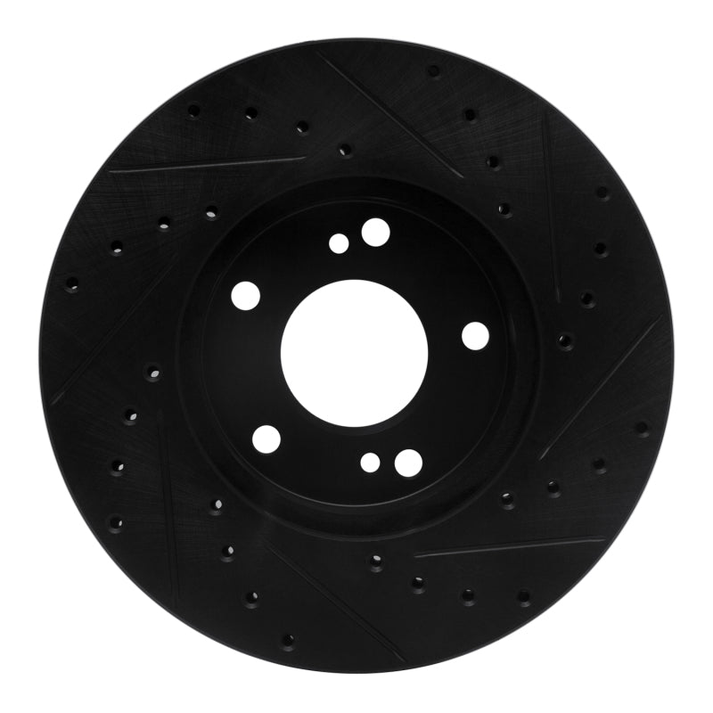 R1 90-97 Infiniti J30 Front Left Drilled & Slotted Black Brake Rotor