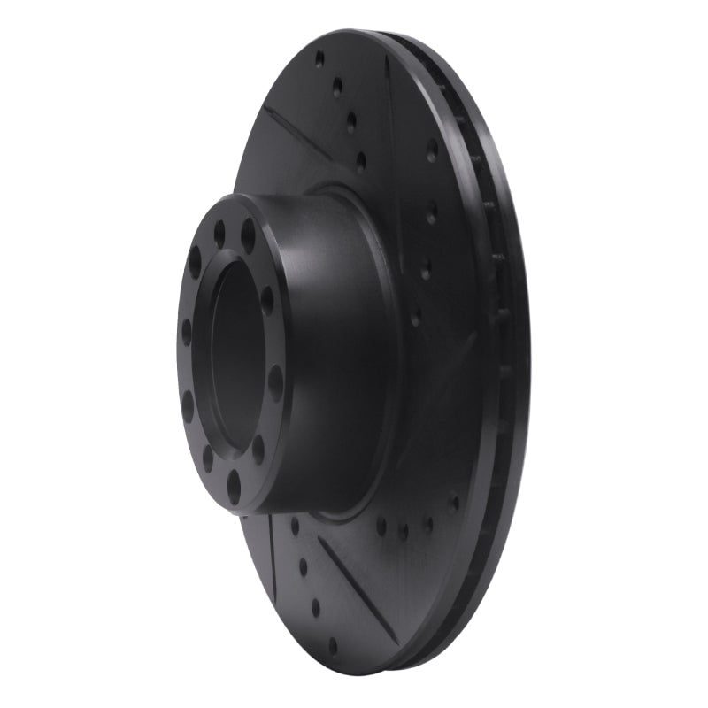 R1 79-85 Mercedes-Benz 380SEL Front Right Drilled & Slotted Black Brake Rotor