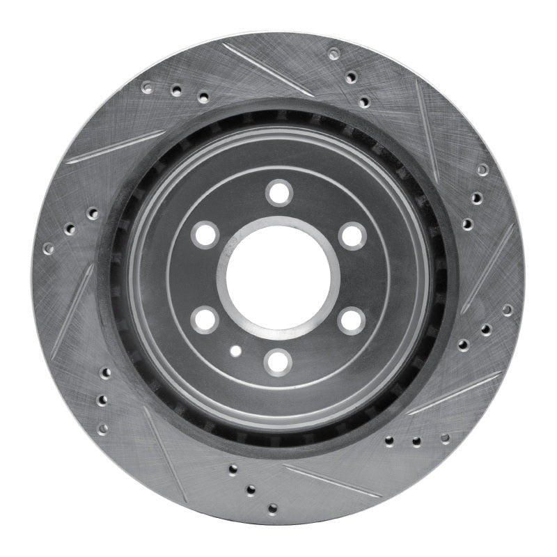 R1 04-09 Cadillac SRX Rear Left Drilled & Slotted Silver Brake Rotor