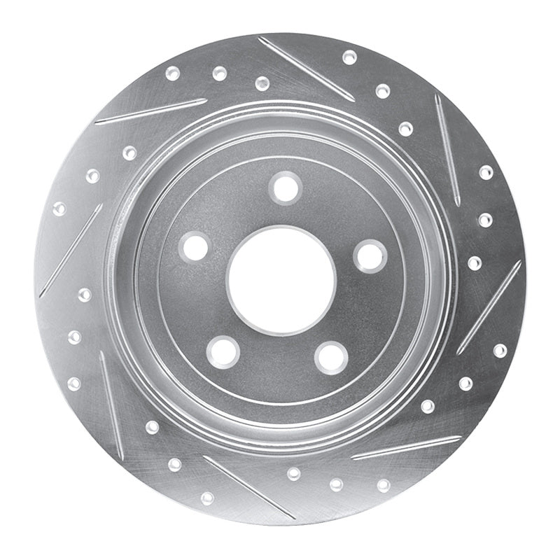 DFC 07-18 Jeep Wrangler Rear Left Drilled & Slotted Silver Brake Rotor
