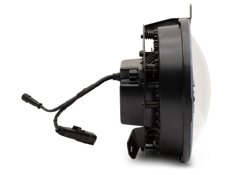 Raxiom 18-22 Jeep Wrangler JL/JT Axial 9-Inch LED Headlights w/RGB Halo- Black Housing (Clear Lens)