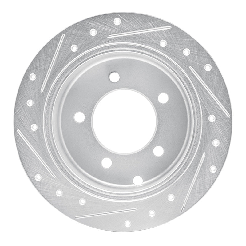 R1 07-17 Chrysler 200 Rear Right Drilled & Slotted Silver Brake Rotor
