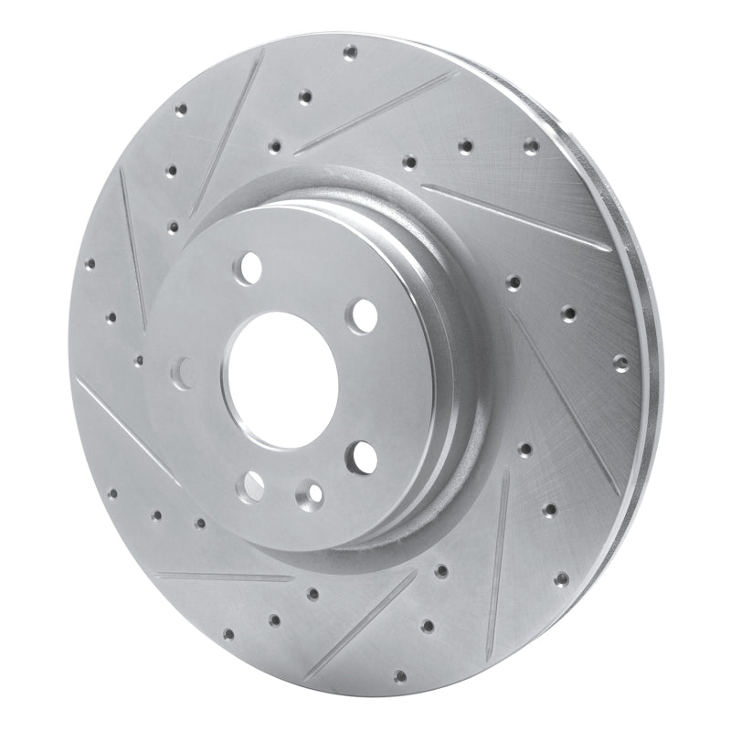 R1 12-21 Tesla Model S Front Left Drilled & Slotted Silver Brake Rotor