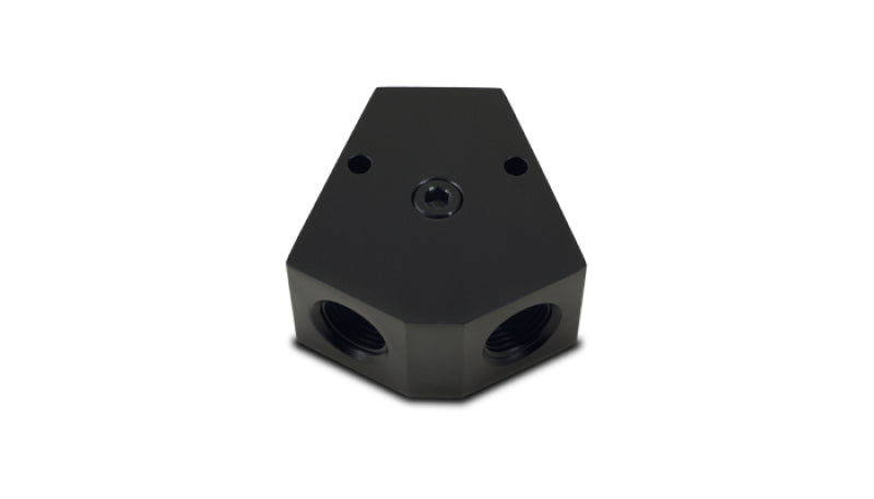 Vibrant Billet Aluminum Y-Block Fitting with 1/8in NPT Port - 1/2in NPT x 3/8in NPT x 3/8in NPT