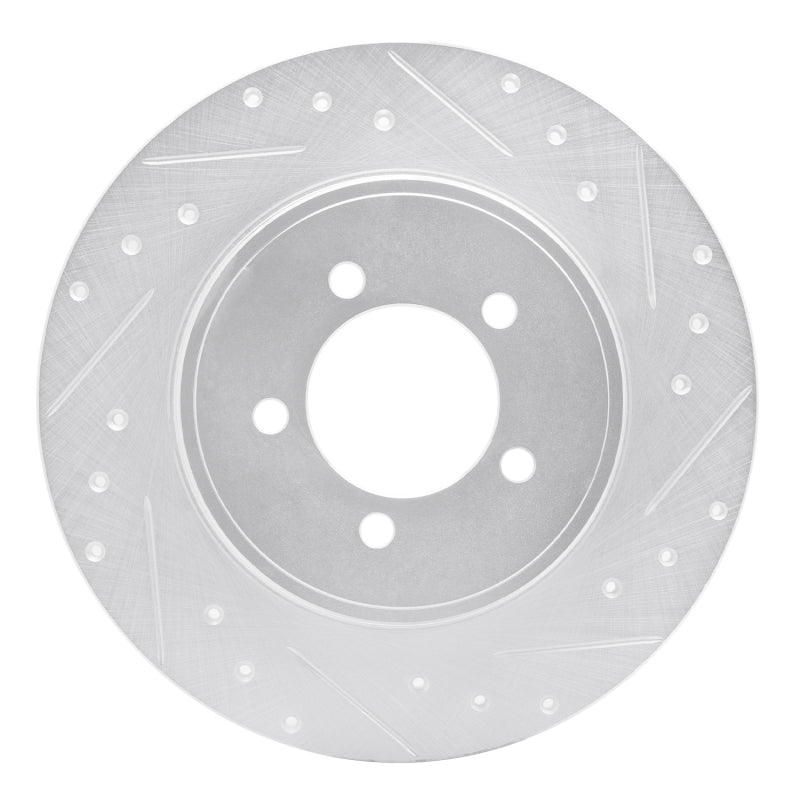 DFC 03-05 Lincoln Aviator Rear Right Drilled & Slotted Silver Brake Rotor