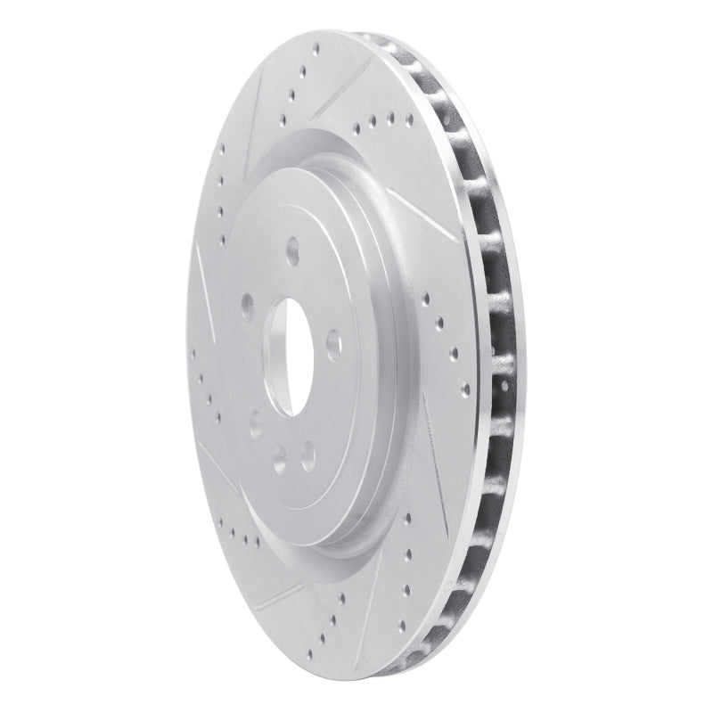 R1 09-24 Cadillac CTS Rear Left Drilled & Slotted Silver Brake Rotor