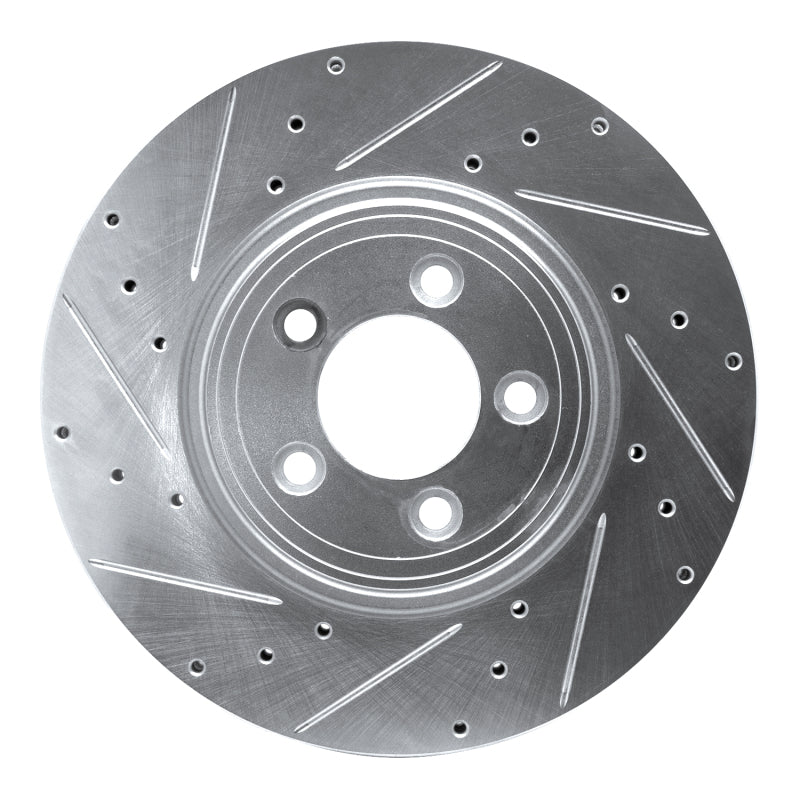R1 06-10 Jaguar XF Front Left Drilled & Slotted Silver Brake Rotor