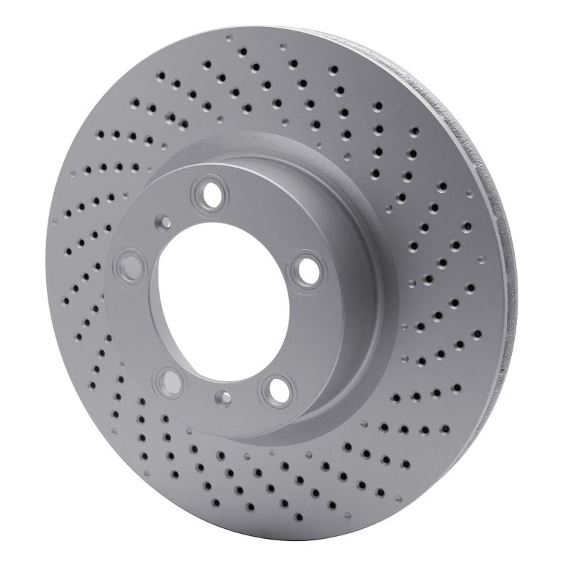 R1 09-23 Porsche 718 Cayman Right Front Drilled GeoSPEC Coated Rotor