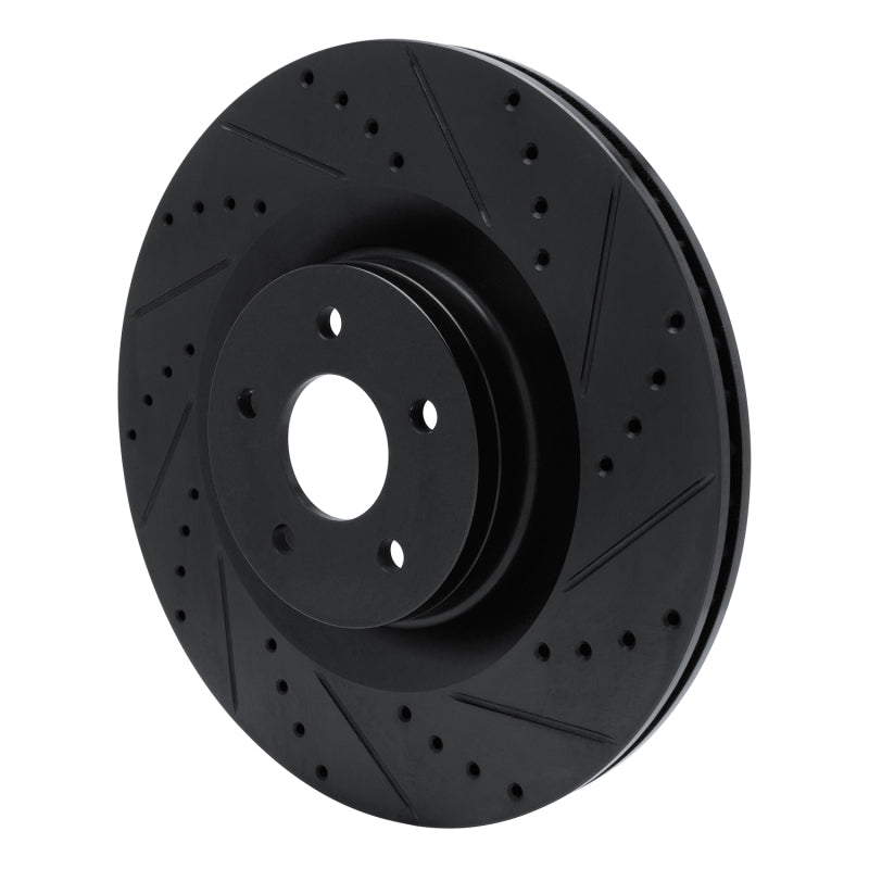 R1 16-18 Ford Focus Front Right Drilled & Slotted Black Brake Rotor