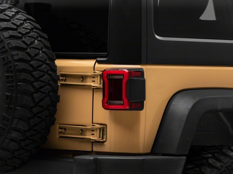 Raxiom 07-18 Jeep Wrangler JK Axial Series JL Style LED Tail Lights- Black Housing- Red Lens