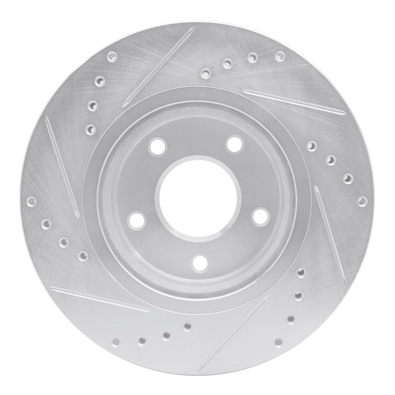 R1 14-23 Nissan Rogue Front Right Drilled & Slotted Silver Brake Rotor