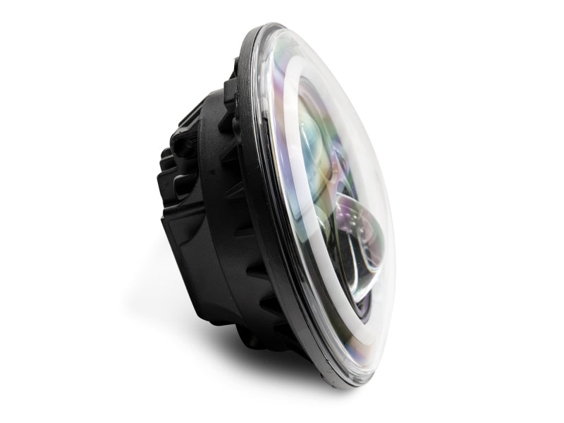 Raxiom 97-18 Jeep Wrangler TJ/JK Axial 7-Inch LED Headlights w/RGB Halo- Black Housing (Clear Lens)